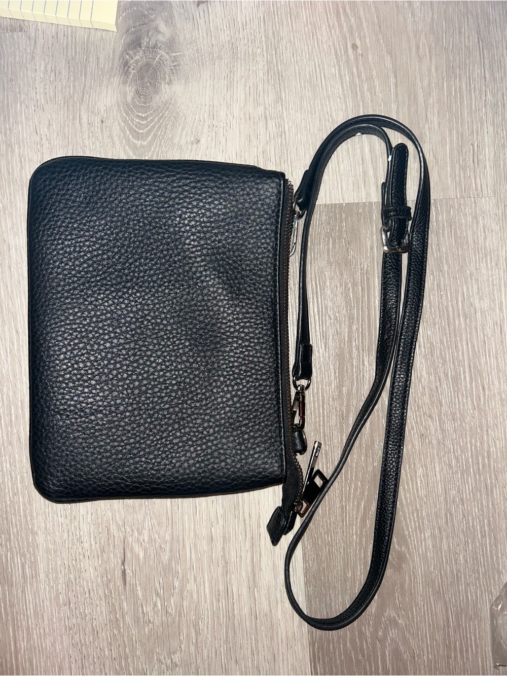 Le Château Classic Black Pebbled Leather Crossbody